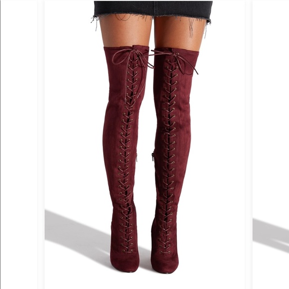 Shoe Dazzle Remi Corset Thigh High Boots - Picture 2 of 7